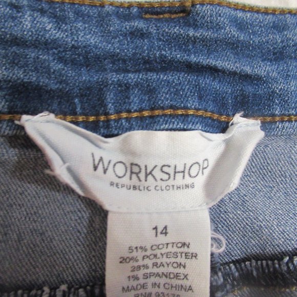 Denim Mini Skirt floral Emboidery  Workshop Republic size 14 - Picture 2 of 3